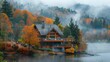 © Joyce - Vacation house with scenic view in Fall with colorful foliage by lake