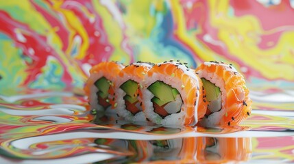 Fresh and appetizing rolls in abstract background