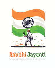 Wall Mural - Gandhi Jayanti holiday celebration in India on the 2nd of October Social Media Post Template Banner