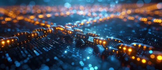 Wall Mural - Digital Chain with Glowing Particles