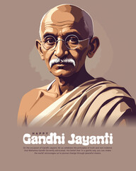 Wall Mural - Gandhi Jayanti holiday celebration in India on the 2nd of October Social Media Post Template Banner