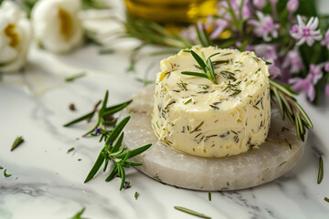 Poster - Gourmet Herb-Infused Butter with Rosemary and Edible Flowers