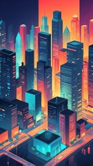 Poster - colorful theme smart city layout concept technology abstract background with copy space