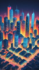 Poster - colorful theme smart city layout concept technology abstract background with copy space