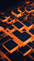 Aufkleber - orange blockchain transaction flow concept technology abstract background with copy space