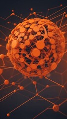 Poster - orange machine learning nodes ai concept technology abstract background with copy space