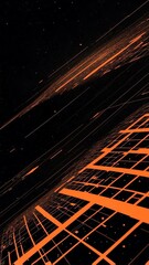 Aufkleber - orange satellite communication grid concept technology abstract background with copy space