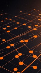 Aufkleber - orange satellite communication grid concept technology abstract background with copy space