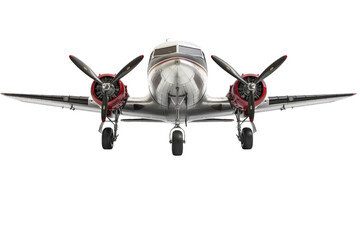 Wall Mural - A vintage propeller airplane isolated on a white background, emphasizing its classic design and historical significance.