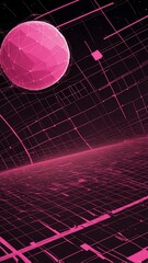 Poster - pink satellite communication grid concept technology abstract background with copy space