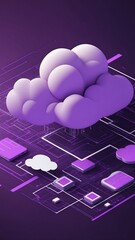 Poster - purple theme cloud computing infrastructure concept te technology abstract background with copy space