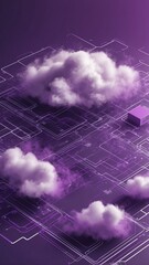 Poster - purple theme cloud computing infrastructure concept te technology abstract background with copy space