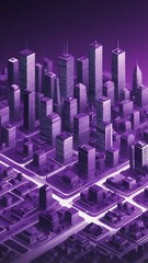Poster - purple theme smart city layout concept technology abstract background with copy space
