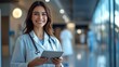 © Attasit - A happy female doctor, with a bright smile, holding a tablet and looking at the camera in a hospital setting, embodying compassion and expertise