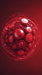 Poster - red machine learning nodes ai concept technology abstract background with copy space