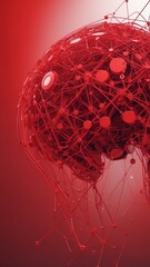 Poster - red machine learning nodes ai concept technology abstract background with copy space
