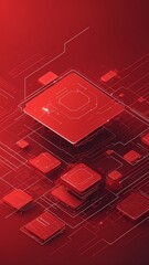 Aufkleber - red theme cloud computing infrastructure concept techn technology abstract background with copy space