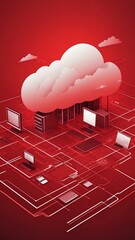 Poster - red theme cloud computing infrastructure concept techn technology abstract background with copy space
