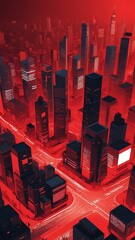 Aufkleber - red theme smart city layout concept technology abstract background with copy space