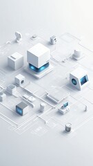 Poster - white theme internet of things iot diagram technology abstract background with copy space