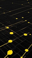 Aufkleber - yellow satellite communication grid concept technology abstract background with copy space