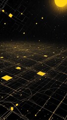 Poster - yellow satellite communication grid concept technology abstract background with copy space