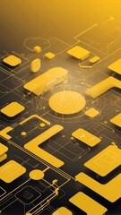Poster - yellow theme internet of things iot diagram technology abstract background with copy space