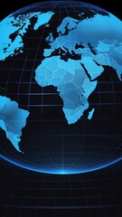 Poster - blue hologram earth globe projection grid technology abstract background with copy space