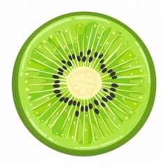 Wall Mural - Flat vector illustration of fresh kiwi fruit cut slice