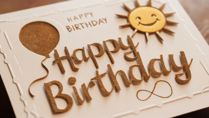 Fototapete - A birthday card with a sun and balloon on it, AI