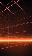 Aufkleber - orange hologram light streaks projection grid technolo technology abstract background with copy space
