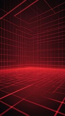 Aufkleber - red hologram light streaks projection grid technology abstract background with copy space