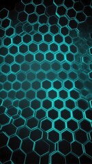 Aufkleber - teal hologram hexagon lights projection grid technolog technology abstract background with copy space