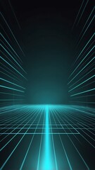 Aufkleber - teal hologram light streaks projection grid technology abstract background with copy space