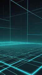 Aufkleber - teal hologram light streaks projection grid technology abstract background with copy space