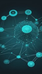 Poster - teal machine learning nodes ai concept technology abstract background with copy space