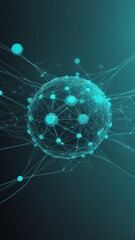 Poster - teal machine learning nodes ai concept technology abstract background with copy space