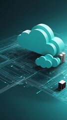 Poster - teal theme cloud computing infrastructure concept tech technology abstract background with copy space