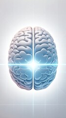 Poster - white hologram brain projection grid technology abstract background with copy space