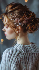 Poster - Festive Hairstyle Preparation with Sparkling Accessories  