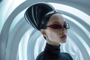 Sticker - Futuristic Salon with Avant-Garde Hair Styling and Sleek Design