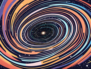 Wall Mural - Vector Abstract Space Scene with Swirling Galaxies and Stars: Anime Clean Style Background Design