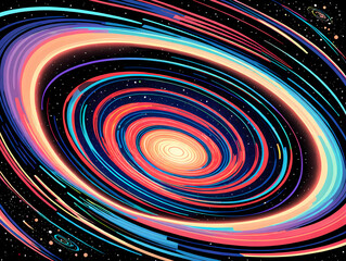 Wall Mural - Vector Abstract Space Scene with Swirling Galaxies and Stars: Anime Clean Style Background Design
