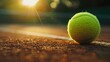 © diwa - Tennis Ball on a Clay Court at Sunset
