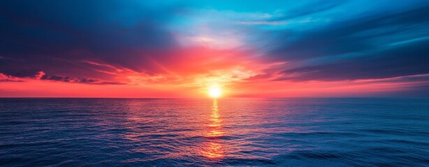 Wall Mural - Ethereal dreamy summer sunrise or sunset with a vibrant panoramic sunset sky - gradient rich colors