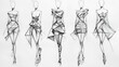 © Christian Bunge - minimal modern and avant garde fashion sketches on a white background, 16:9