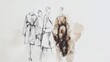 © Christian Bunge - minimal modern and avant garde fashion sketches on a white background, 16:9