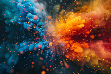 Wall Mural - Colorful pixel explosion effect on black background