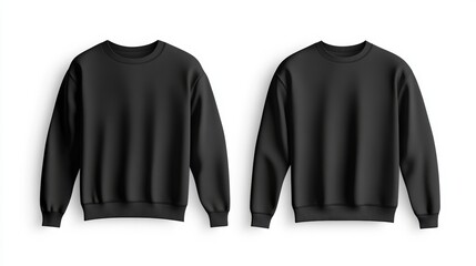 Canvas Print - Front black sweatshirt, back black sweatshirt, black sweatshirt mockup, black sweatshirt template, black sweatshirt isolated, sweat shirt easy to cut out