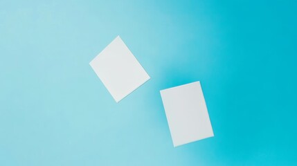 Poster - Blank credit card mockup front and back with rounded corners on a blue background in realistic 3D rendering.